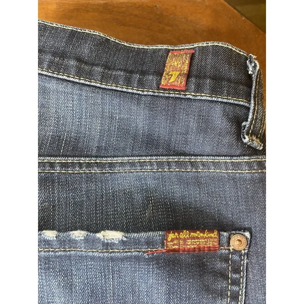 7 For All Mankind Mens Standard Straight Leg Button Fly Jeans Size 32 x 28 Dark - Picture 7 of 9